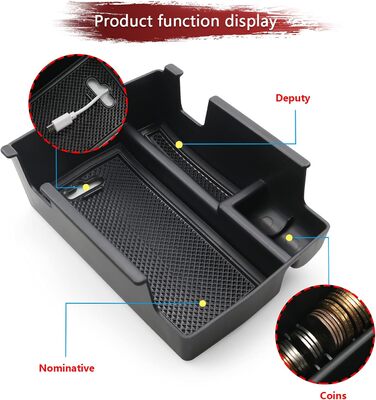 Сумісний з JEE-p Compass 2021 2022 2023 Коробка для зберігання, аксесуари Compass Органайзер для підлокітника Лоток Центральний підлокітник Бардачок Коробка для зберігання (чорний) Чорний (2021)