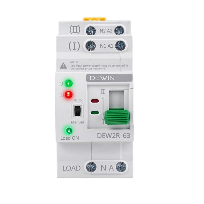 Автоматичний перемикач DEWIN, перемикач на DIN-рейку, подвійний автоматичний перемикач живлення ATS, електричний перемикач 2P 63A 220V