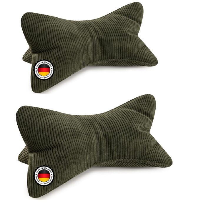 Дві подушки для читання Selma Cord Look, ергономічна форма для підтримки шиї або попереку, гнучка підставка для книг, електронних книг або планшетів (темно-зелені)