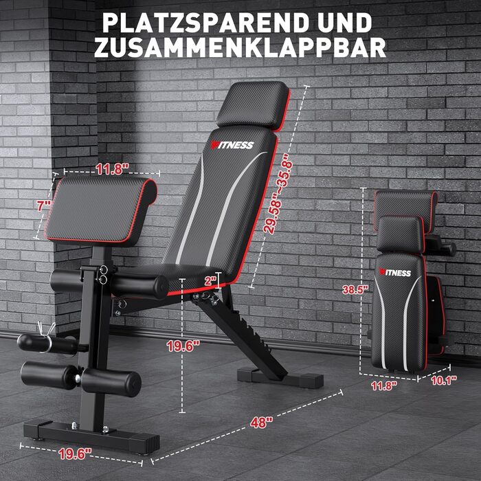 Регульована силова лава, складна силова лава, тренувальна лава 363 кг з подовжувачем для ніг, подушкою для проповідників та подовженим підголівником, багатофункціональне фітнес-обладнання для домашнього використання