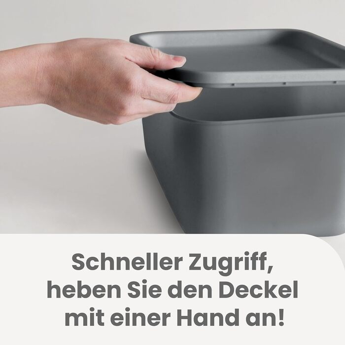 Набір із 3 пластикових коробок для зберігання з кришками, що не зачіпаються, штабелюються, для кухні, ванної кімнати, спальні, гардеробної, офісу, міцна та довговічна організація, SNL-S 6 л / Набір із 3 коробок