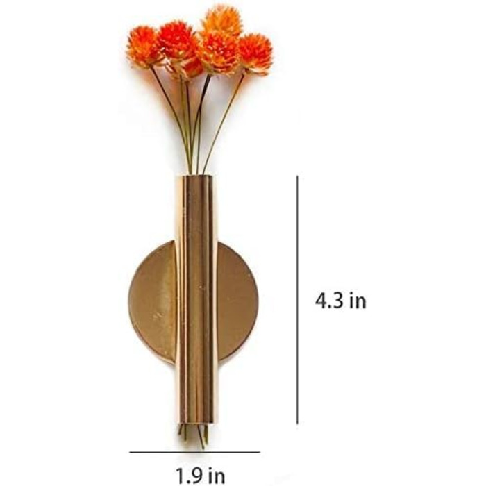 Настінна квіткова трубка для демонстрації квітів, настінний металевий тримач для прикраси вази (золоте коло)