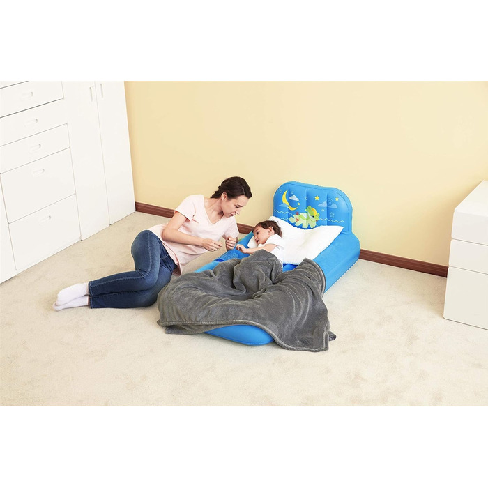 Дитяче ліжко Bestway Fisher Price, Dream Light, 132 x 76 x 46 см, зі світлодіодним проектором, синій