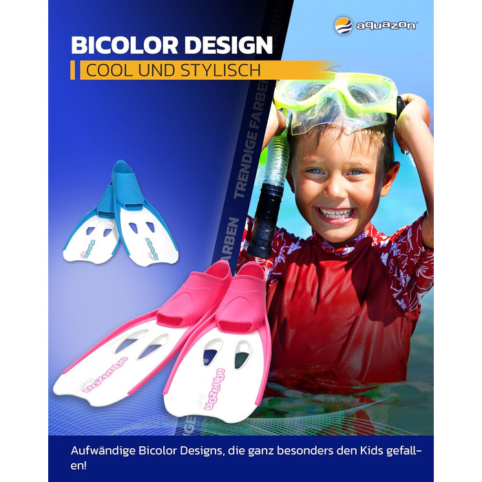 Ласти Aquazon Flipper, ласти для снорклінгу, ласти для дайвінгу, ласти для плавання для дітей, підлітків, дорослих для снорклінгу, плавання в модних рожево-білих кольорах 27-30