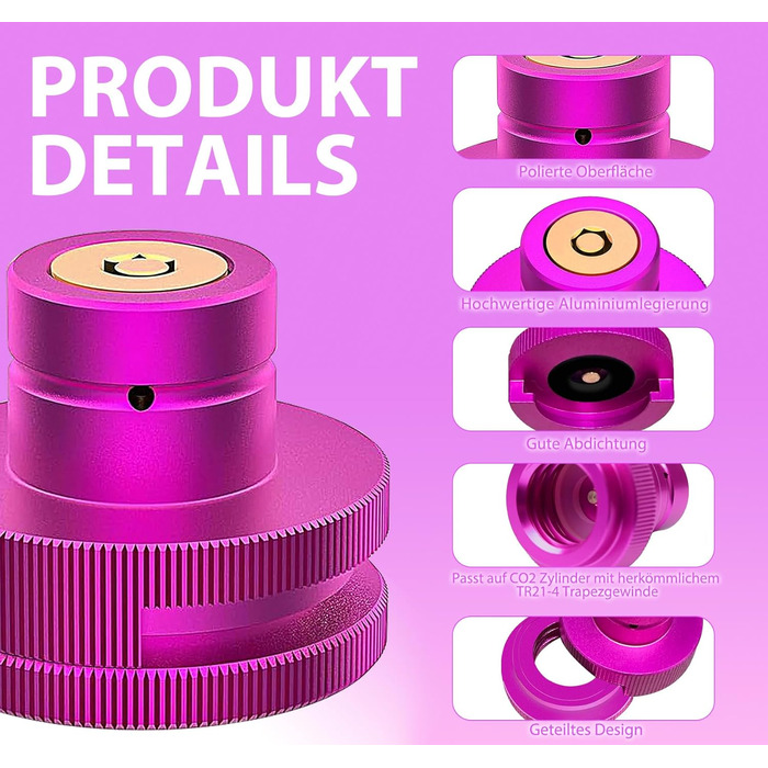 Адаптер Homewit CO2 Quick Adapter, сумісний з виробником блискучої води Duo/Terra/Art/E-Duo/Crystal 3.0/Gaia, швидкий адаптер для балонів CO2 об'ємом 60 л з трапецієподібною різьбою TR21-4, адаптер з 1 прокладкою