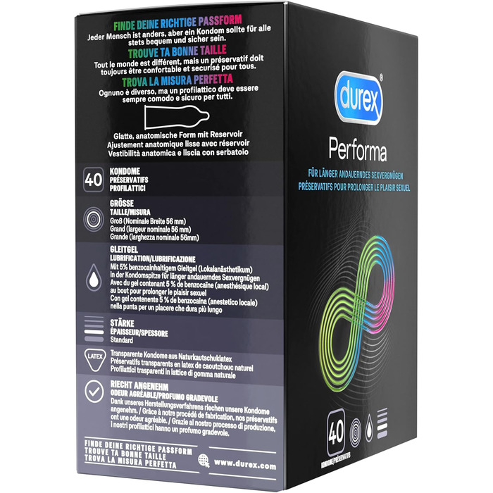 Захоплюючий еротичний набір Durex з презервативами Performa 40 шт. , Intense Orgasmic Gel 10мл та аксесуарами для пар
