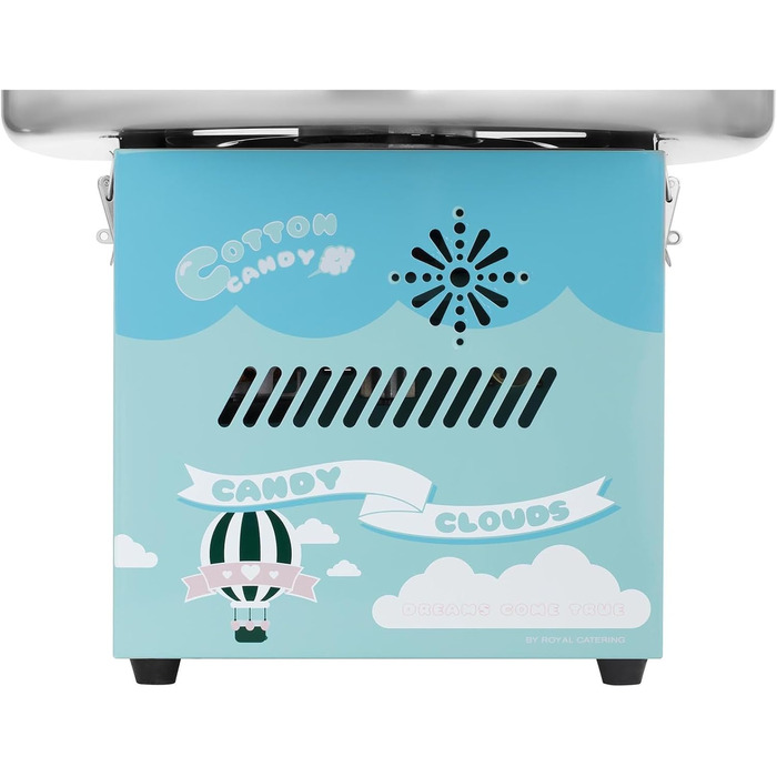 Машина для виробництва солодкої вати Royal Catering Професійна машина для виробництва солодкої вати RCZK-1200-BG (1200 Вт, Ø 52 см, 1 одиниця / 30-60 с, роздільний термостат управління і обертання, в т.ч. мірна ложка) Бірюза