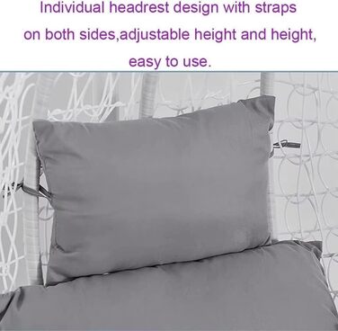 Крісло-яйце AALLYN з ротанга з м&39якою подушкою, для вулиці/приміщення з регульованою висотою, для заднього двору, саду, балкону, газону, вітальні (Колір сірий)