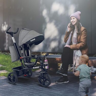 Триколісний велосипед 5в1 дитячий триколісний велосипед з рульовою системою штовхач від 1 року, біговел вперед і назад, корзина су