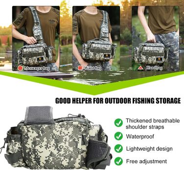 Рибальська сумка Noosverl, сумка для рибалки водонепроникний зносостійкий рибальський рюкзак для рибальського приладдя з 4 карабінами