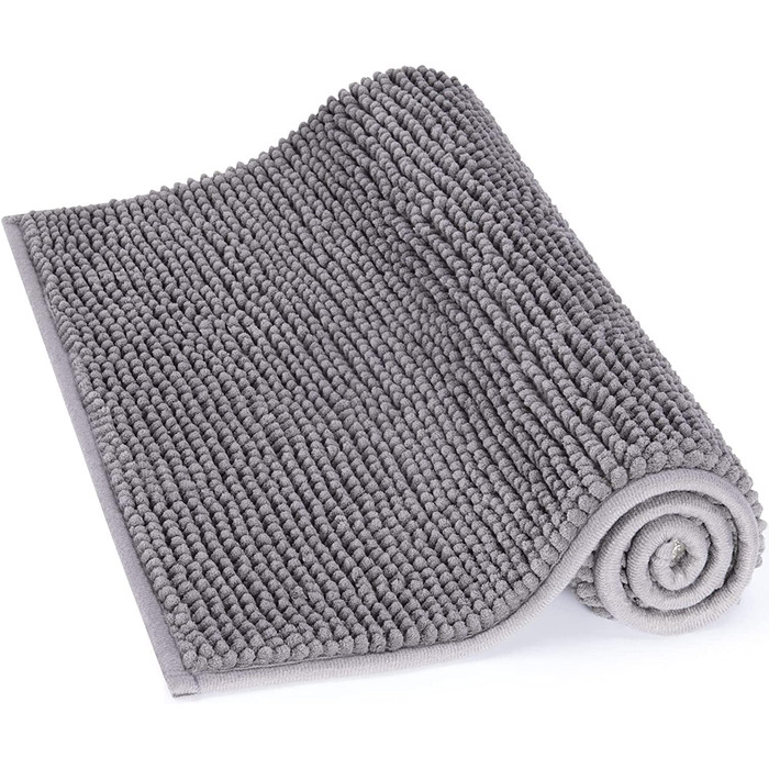 Нековзний килимок для ванної кімнати Lifewit 50x80см Килимок для ванної кімнати з мікрофібри синельного кольору Сірий Сірий 80 x 5