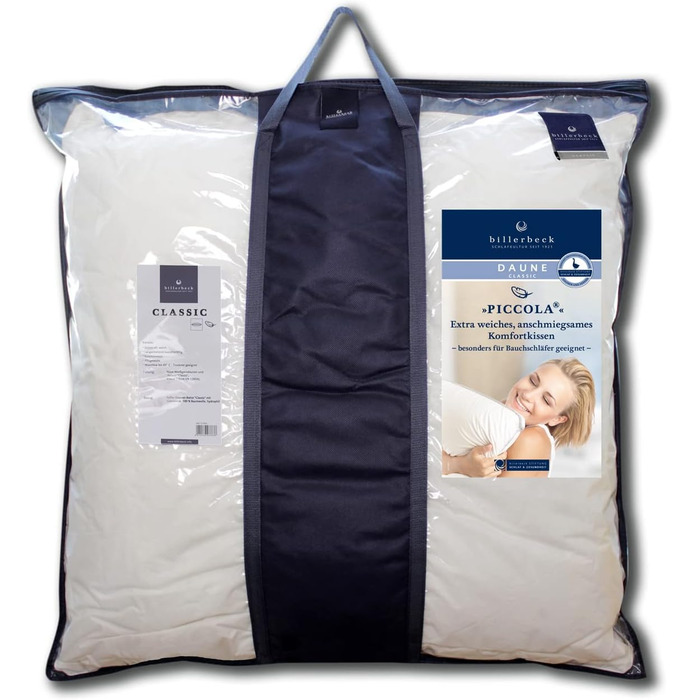 Пухова подушка Billerbeck Piccola 80 x 80 см М&39яка підкладка Підходить для людей з алергією на пилових кліщів Можна прати при температурі до 60C (1 упаковка)