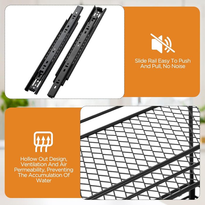 Розсувна підставка для спецій Cozary - подвійний органайзер для спецій - підставка для спецій з шухлядою та вентиляцією, органайзер для кухонної шафи, 2 варіанти кріплення (26 * 15 * 21,8 см)