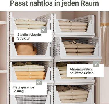 Набір органайзерів для гардеробу, 3 шт. (складані та штабелюються) коробки-органайзери для гардеробу, компактні пластикові коробки для зберігання підходять для гардеробних, ванних кімнат, кухонь та офісів бежевий