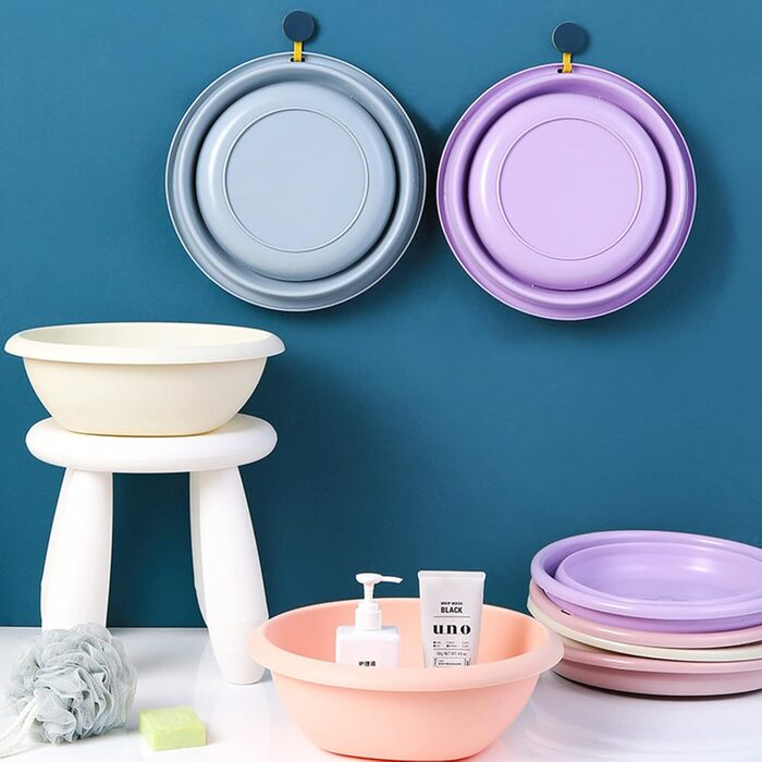 Умивальник, корито для білизни, чаша для миття посуду, чаша для кемпінгу, складана, пластикова, компактна, ідеально підходить для ванної кімнати, кухні, патіо, саду, термостат гумовий (12x3113,5x37) см, синій (12x3113,5x37) см синій