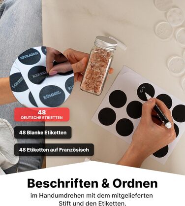 Підставка для спецій Deco haus, настінна та настінна З БАНКАМИ ДЛЯ СПЕЦІЙ ТА ЕТИКЕТКАМИ - Органайзер для спецій - Органайзер для підставок для спецій - Підставка для спецій - Підвісна система підставок для спецій - Зберігання спецій - Банки для спецій з п