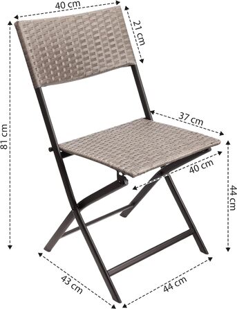 Набір з 2 садових стільців Тоскана - Складне крісло з полі ротанга, стійке до погодних умов і міцне - Складне балконне крісло - Кемпінгове крісло для саду Балконна тераса - Крісло для кемпінгу - Сіро-коричневий 2 шт. и