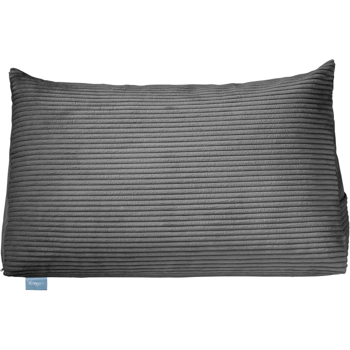 Вельветова подушка для ліжка XDREAM, клиноподібна подушка для ліжка та дивана темно-сірого кольору Стабільна для розмірів подушка для спини та попереку з бічною кишенею Чохол, який можна прати Сертифіковано Oeko-Tex 70 x 40 x 20 см темно-сірого кольору / 
