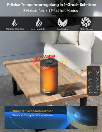 НОВИЙ Енергозберігаючий електричний вентилятор-обігрівач ПЕРЕМОЖЕЦЬ ТЕСТУ, керамічний електричний вентилятор-обігрівач потужністю 1500 Вт з термостатом, захистом від перегріву, перекидання та захисту від дітей, 12-годинним таймером, обігрівачем, включаючи