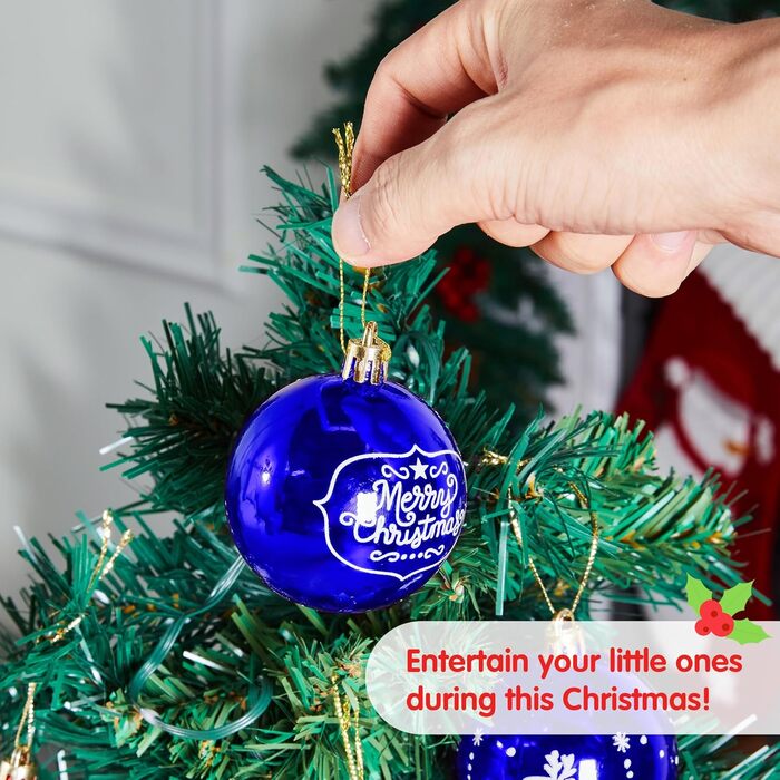 Різдвяні ялинкові прикраси у вигляді синіх та білих кульок 12 шт Joiedomi