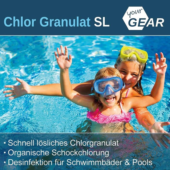 Хлорні гранули yourGEAR SL - 56 активного хлору, швидкорозчинні, ефективні проти водоростей, бактерій, грибків і вірусів в контейн