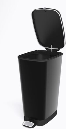 Педальний смітник 45 літрів з кришкою та педаллю, тримач для вкладишів, чорний металік, 29 x44,5 x 60,5 см 45 літрів, чорний метал