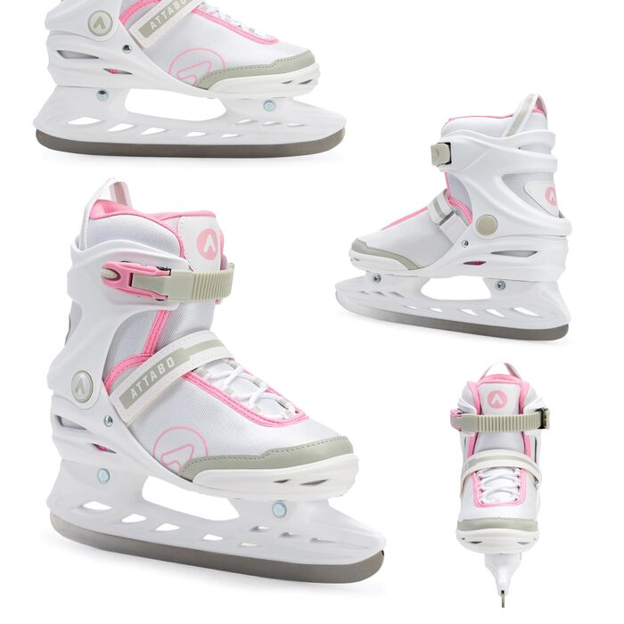 Жіночі ковзани ATTABO Tora для активного катання застібка на пряжці та липучці, міцна підтримка щиколотки, леза з нержавіючої сталі, комфорт та безпека для початківців та досвідчених ковзанярів, елегантний класичний дизайн, білі, розмір 40