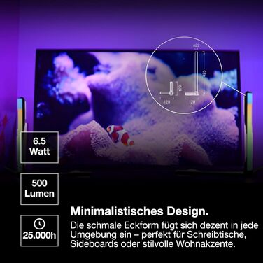 Розумна світлодіодна кутова настільна лампа Osram Smarte LED, 7.5 Вт, Magic RGB (кольори та ефекти), чорна, з пультом керування, IP20, диммер, 40 см