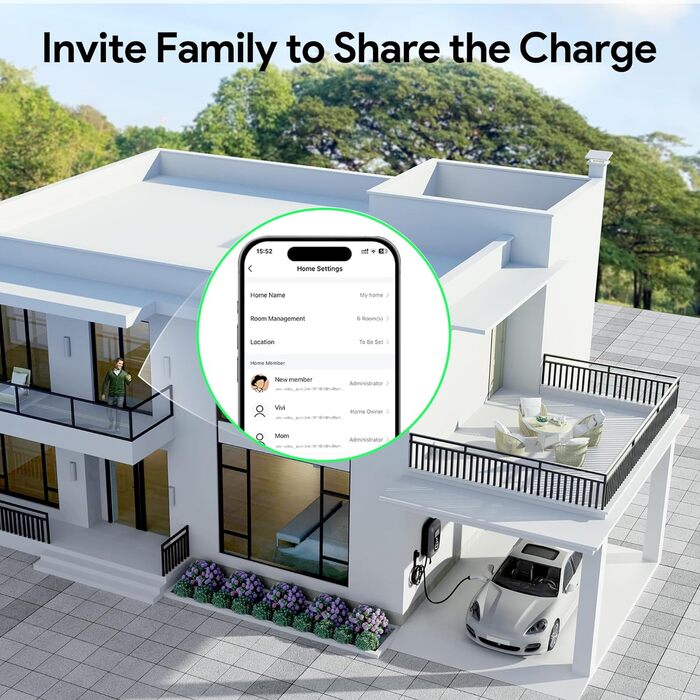 Зарядні пристрої для електромобілів Osoeri, 5 м зарядні пристрої для кабелю типу 2 з RFID та управлінням через додаток, 32 А заряд