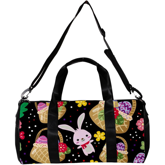 Спортивна сумка, маленька дорожня сумка, сумка для йоги, великодні яйця з кроликами, барвисті квіти, сумка для фітнесу на відкритому повітрі, ручна поклажа