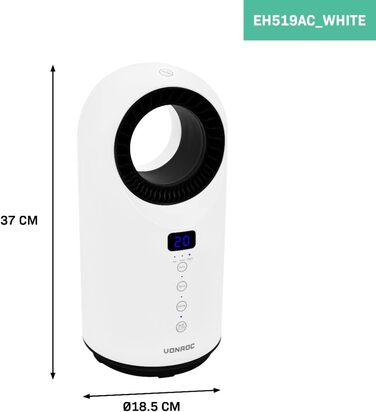 Енергозберігаючий електричний вентилятор-обігрівач VONROC - ідеально підходить як електричний обігрівач для ванної кімнати та спальні з дитиною - поворотний, 2 швидкості, 1500 Вт, пульт дистанційного керування, таймер, захист від перегріву та перекидання,