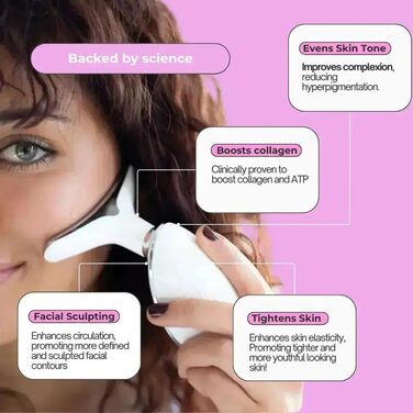 Масажер для обличчя проти зморшок, пристрій для краси обличчя з 7 режимами, пристрій для обличчя для підтяжки шкіри та ліфтингу Ems масаж обличчя (чорний), 7-in-1 Led Facialsculptor Original