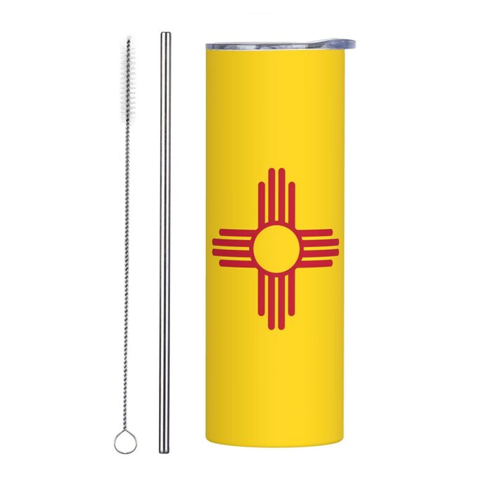 Кухоль з прямою трубочкою, дизайн прапор Нью-Мексико, друкований, дорожній кухоль, підходить для кемпінгу, офісу та дому, 590 мл