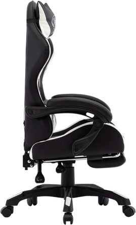 Ігрове крісло з підставкою для ніг, біла та чорна штучна шкіра, офісне крісло, крісло для відпочинку, письмове крісло для вітальні, офісу, спальні