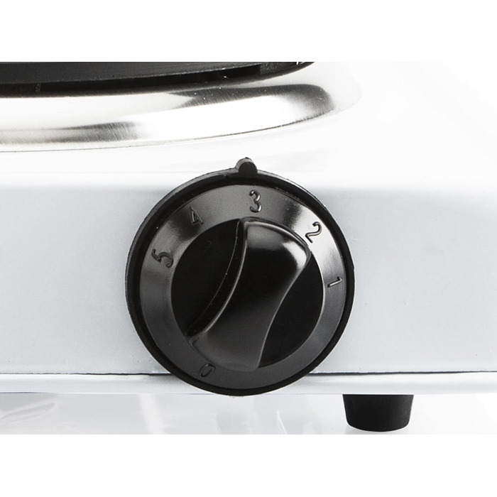 Гаряча плита Tristar KP-6185 Ø 15 см 1000 Вт нержавіюча сталь з термостатом ідеально підходить для кемпінгу біла одинарна конфорка