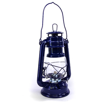 Газова лампа 30 см, синя, з порошковим покриттям, скляна, штормовий ліхтар, кемпінгова