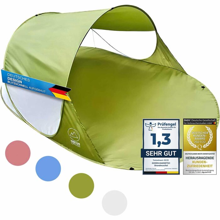 Пляжний намет, що розкладається, вітрозахисний намет на пляжі, блискавично швидкий, самовстановлюваний сонцезахисний намет, автоматичний намет із захистом від ультрафіолету, зелений