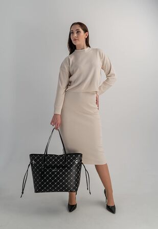 Сумка для покупок жіноча сумка з бічними шнурками сумка через плече XXL 37.5 см чорна