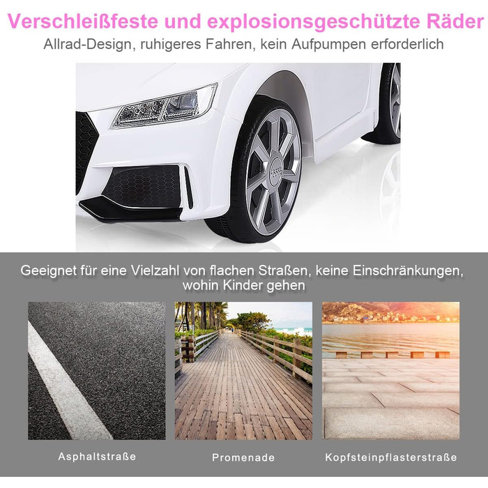 Дитячий автомобіль COSTWAY 12V Audi з пультом дистанційного керування 2.4G, 3-швидкісний електромобіль 2,5-5 км/год з MP3, клаксон