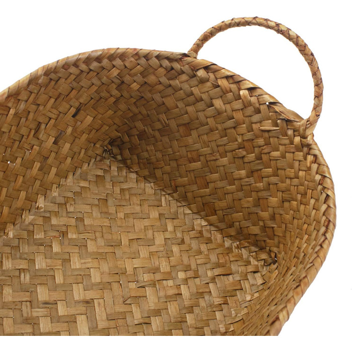 Кошики з ротанга, кошики для зберігання з морської трави з ручками, плетені овальні кошики з натуральної тканини, 3 шт. (великий середній малий)