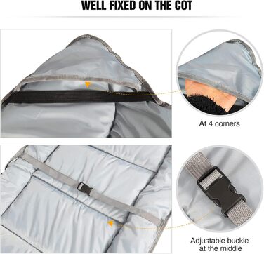 Розкладний матрац для походного ліжка 190 x 70 см, зручний, товстий бавовняний наматрацник з високоякісним поліестеровим наповнювачем, темно-сірий, L