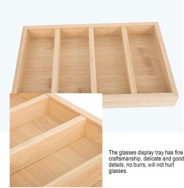 Підставка для окулярів Cabilock з кількома відділеннями, бамбукова підставка для окулярів, лоток для зберігання сонцезахисних окулярів, компактна та міцна, поліровані краї для захисту та презентації