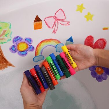 Олівці для ванни Baff 10 кольорів для малювання у ванні, висувні стержні, змиваються, розчиняються у воді, розвивають креативність та моторику, по 10г, від 3 років
