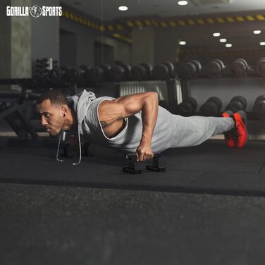 Ручки для віджимань GORILLA SPORTS - Комплект з 2 шт., виготовлені з дерева та сталі, нековзні, до 300 кг, включаючи сумку для перенесення - Спорядження для калістеніки, Паралети, Ручки для стійки на руках, Турніри для віджимань, Поперечини для віджимань