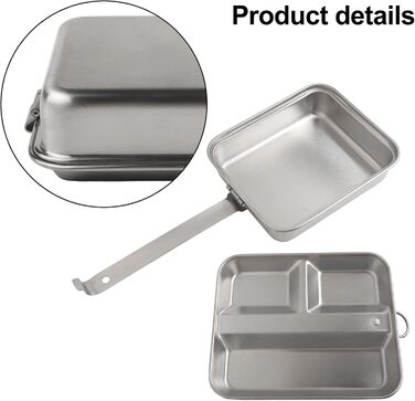 Складаний ланч-бокс з нержавіючої сталі з ручкою для кемпінгу на свіжому повітрі, легкий посуд для походів, подорожей та пікніків