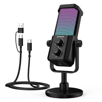 Мікрофон NEEWER AI для подкастингу, Plug & Play, кардіоїдна спрямованість, RGB-підсвітка, UM01