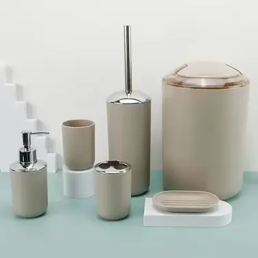 Набір аксесуарів для ванної кімнати Vialex 248230, 6 предметів, бежевий