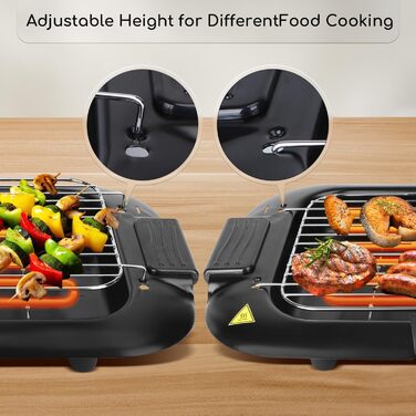 Бездимний настільний гриль Барбекю електричний гриль Електричний гриль-барбекю 2000 Вт з антипригарним покриттям, поверхня гриля 3