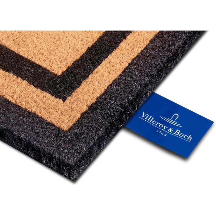 Килимок для дверей Villeroy & Boch 1856 Coconut для внутрішнього та захищеного зовнішнього використання - нековзний брудозатримуючий килимок, натуральний кокосовий килимок з рамкою, стійкий до атмосферних впливів для коридору, тераси, вхідної зони - 50x80