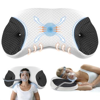Подушка CPAP для сну на боці та спині зменшує витік повітря та тиск маски, преміальна подушка з піни з памяттю форми для всіх масок CPAP, подушка для шиї для сну на боці, спині та животі, чорна